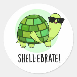 Muschel-ebrate Funny Tortoise Animal Pun Runder Aufkleber