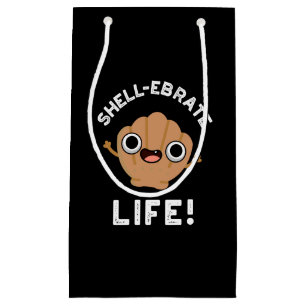 Muschel-ebrate Life Funny Muschel Pun Dark BG Kleine Geschenktüte