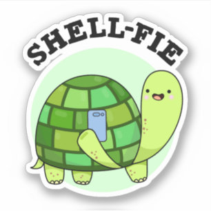 Muschel-Fie Funny Tortoise Selfie Pun Aufkleber