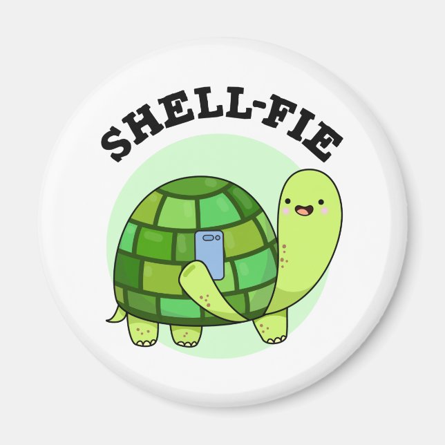 Muschel Fie Funny Tortoise Selfie Pun Magnet (Vorne)