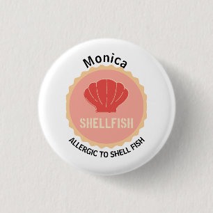 Muschel Fisch Allergie Warnhinweis Button