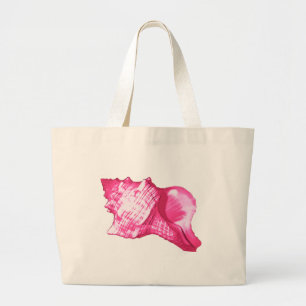 Muschel - fuchsienrosa und weiß jumbo stoffbeutel