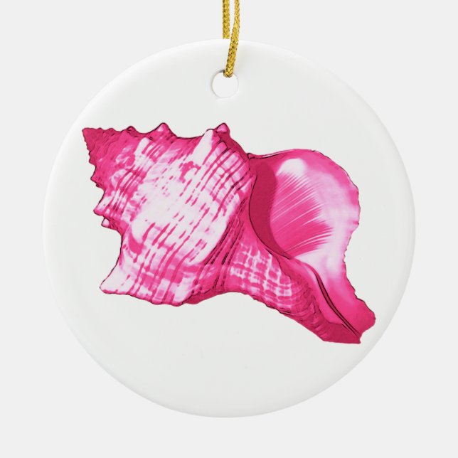 Muschel - fuchsienrosa und weiß keramikornament (Vorne)