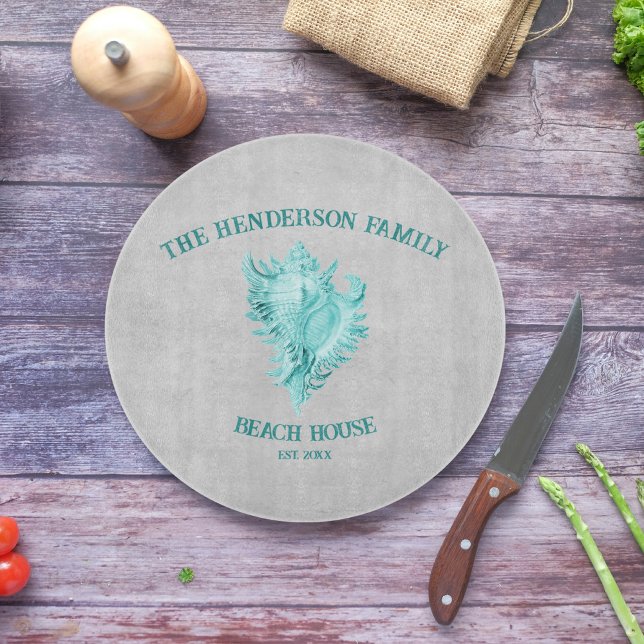 Muschel für aquamarine Conch Schneidebrett (Teal Conch Shell Personalized Cutting Board)
