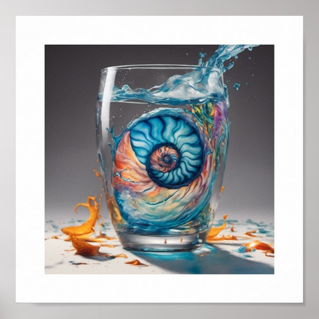 Muschel Glass Nautilus Poster (Vorne)
