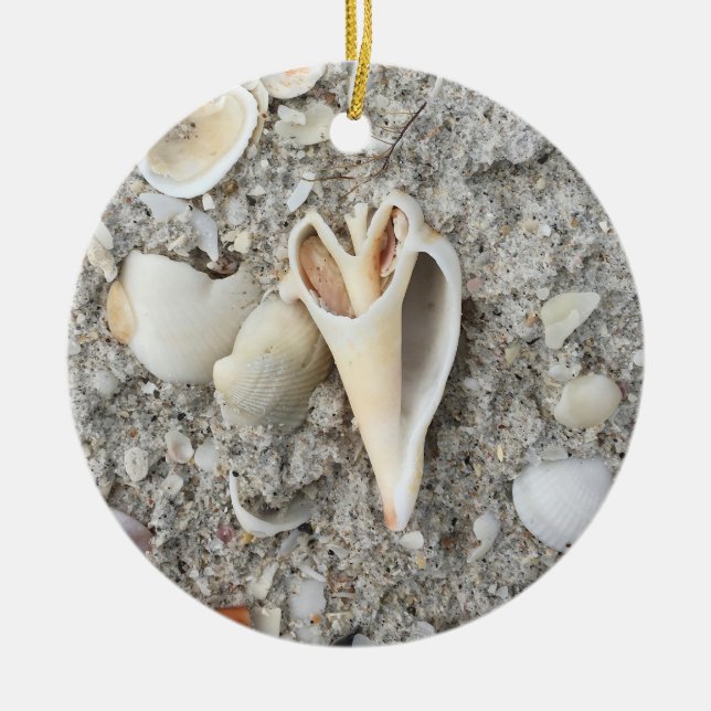 Muschel-Herz-Spirale auf der Strandverzierung Keramik Ornament (Vorne)