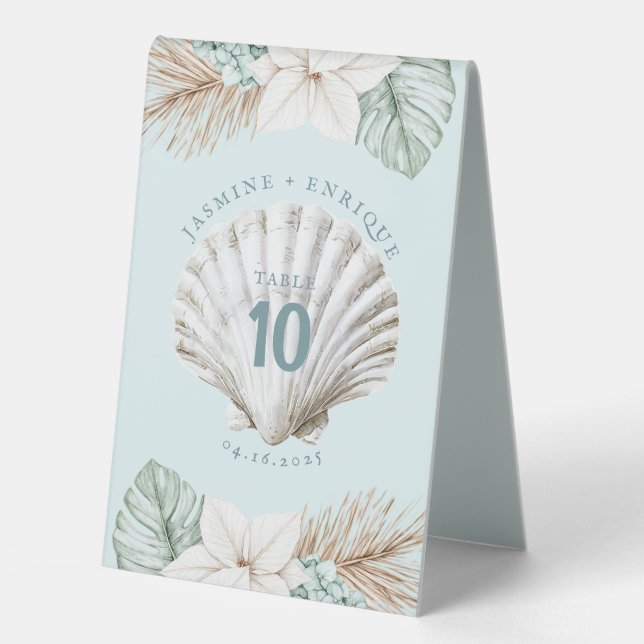 Muschel | Hochzeit am Strand Tischaufsteller (Vorderseite)