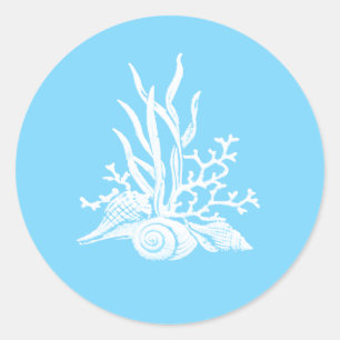 Muschel Hochzeitsticker Runder Aufkleber