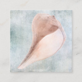 Muschel in Creme und Coastal Blauer Pastell Gemäld Quadratische Visitenkarte