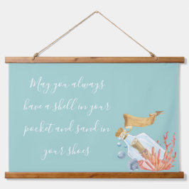 Muschel in Ihrem Pocket Beach Thema Wandteppich Mit Holzrahmen