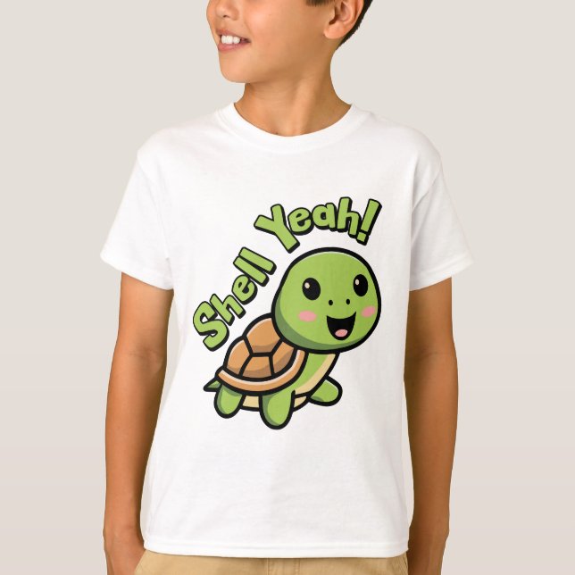 Muschel Ja! Niedlich Turtle Pun Cartoon ist perfek T-Shirt (Vorderseite)