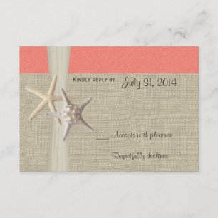 Muschel-Karte für Beach Amore Coral RSVP Karte