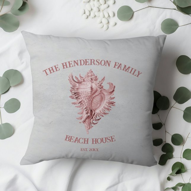 Muschel-Kissen mit rosa Anker Kissen (Pink Conch Shell Throw Pillow)