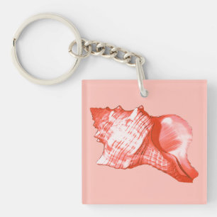Muschel - Korallen, Muschel rosa und weiß Schlüsselanhänger