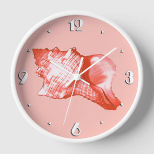 Muschel - Korallen, Muschel rosa und weiß Wanduhr