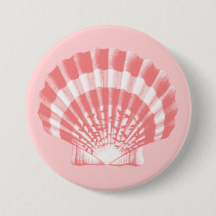 Muschel - korallenrosa und weiß button