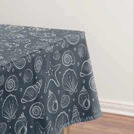Muschel Küsten Nautilus Boho Strand Dunkelblau Tischdecke