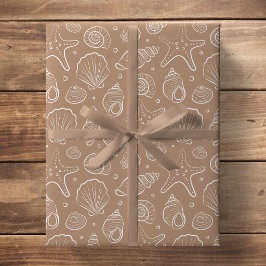Muschel Küsten Nautilus Boho Strand Neutral Beige Geschenkpapier