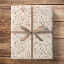 Muschel Küsten Nautilus Boho Strand Neutral Creme Geschenkpapier