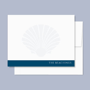 Muschel mit Marineblauem Band Familien Briefpapier Mitteilungskarte