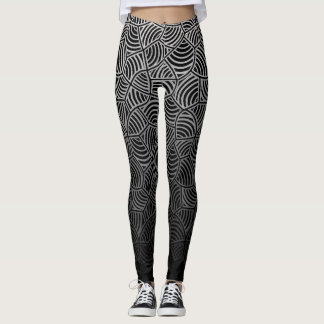 Muschel Muster.04.w Schwarzer Hintergrund Leggings