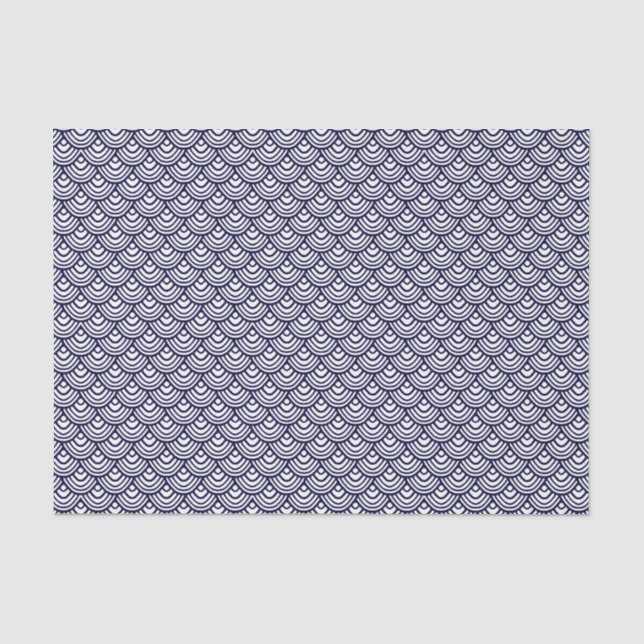 Muschel Muster Navy Blau und Weiß Seidenpapier (Vorderseite)