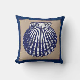 Muschel Nautical Blue und Sand Scallop Pillow Kissen