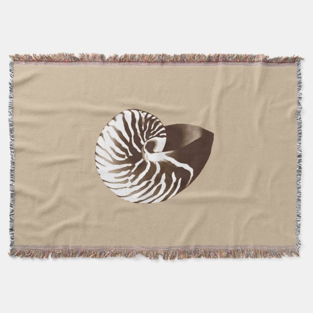 Muschel Nautilus - braun, weiß und beige Decke (Vorderseite)