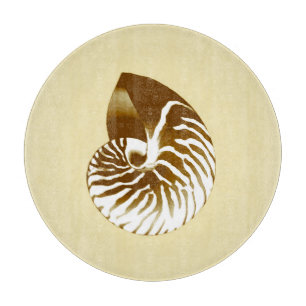 Muschel Nautilus - braun, weiß und beige Schneidebrett