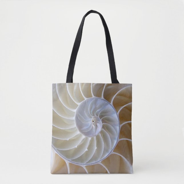 Muschel | Nautilus | Goldene Spirale Tasche (Vorderseite)