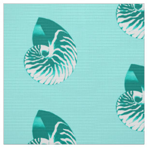 Muschel Nautilus - Türkis, Aqua und Weiß Stoff