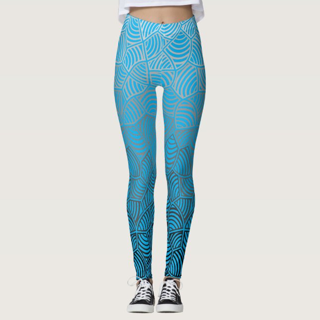 Muschel pattern.04.w Blauer BG Leggings (Vorderseite)