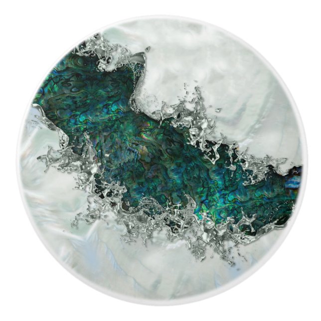 Muschel Perl und Silber 1 Keramikknauf (Vorderseite)