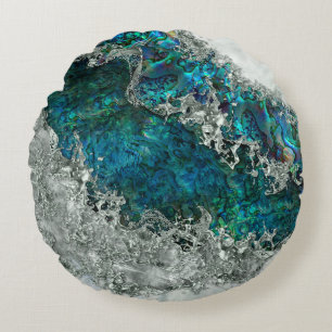 Muschel Perl und Silber 2 Rundes Kissen