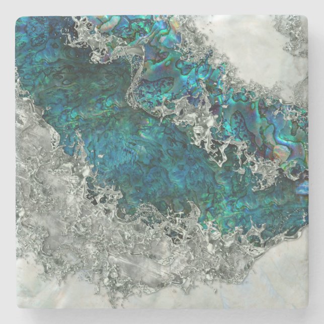 Muschel Perl und Silber 2 Steinuntersetzer (Vorderseite)