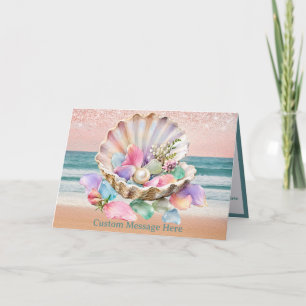 Muschel-Perlen-Pastell-Blumenmuster Personalisiert Karte