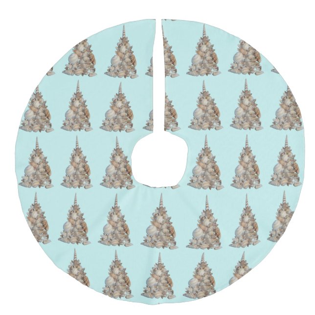 Muschel-Rock Leinenimitat Weihnachtsbaumdecke (Vorderseite)
