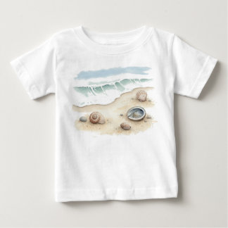 Muschel & Sand Wasserfarbe Strand Tote Boby T-Shir Baby T-shirt