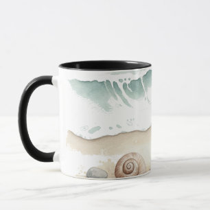 Muschel & Sand – Wasserfarben-Strandtote-Mug Tasse