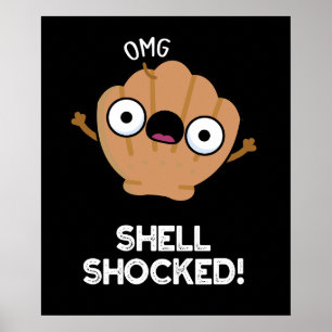 Muschel schockiert Funny Seashell Pun Dark BG Poster