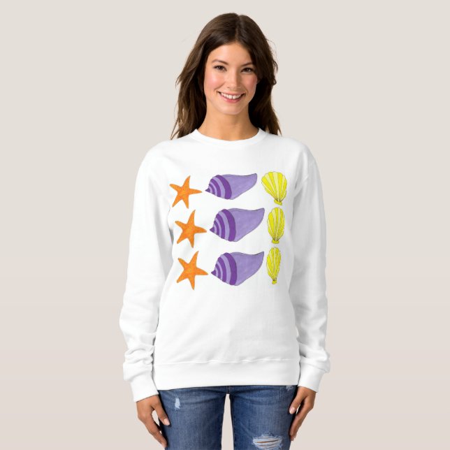 Muschel Seashell Conch Starfish Beach Sweatshirt (Vorne ganz)