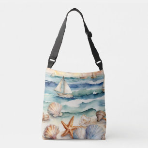 Muschel Seestern Strand Thema-Tasche Tragetaschen Mit Langen Trägern