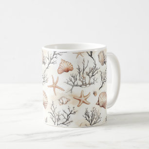 Muschel Seestern Terrakotta Elfenbein Küste Kaffeetasse