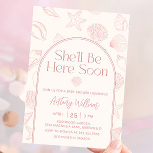 Muschel Sie wird hier Baby Shower Einladung