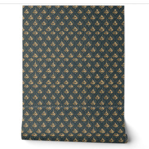 Muschel Soft Green und Gold Fan Art Deco Tapete
