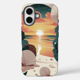 Muschel-Sonnenuntergangsstrand iPhone 16 Hülle