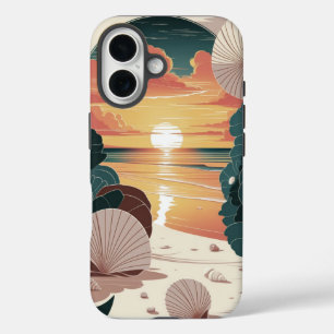 Muschel-Sonnenuntergangsstrand iPhone 16 Hülle