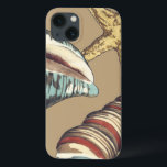 Muschel Trio über Khaki iPhone 13 Hülle<br><div class="desc">Megan Meagher ist bekannt für ihre einfachen Kunstwerke. Das ist ein großartiges Bild von dekorativer Kunst, die das Meeresleben mit einem gelben Seestern und einer Muschel aus blauem und rotem Konch erweckt. Holen Sie sich diesen feinen Kunstdruck heute auf Khaki Farbe auf Ihrem Zazzle-Produkt.</div>