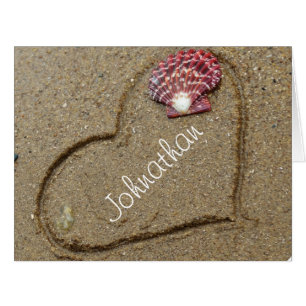 Muschel und Herz am Strand - Sonderkarte Liebe