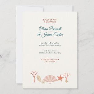 Muschel- und Seestern-Strand-Hochzeitseinladung Einladung